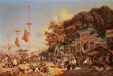 A Portuguese Church and a Chinese Street at Macao-Auguste Borget-Framed Giclee Print