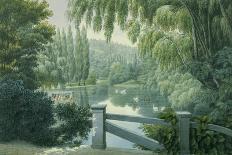 Wooden Bridge on the River Near the Statue of Diane, Views of Malmaison, Engraved Garneray-Auguste Garneray-Giclee Print