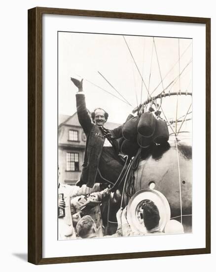 Auguste Piccard Waves as He Climbed into the Spherical Aluminum Capsule-null-Framed Photo