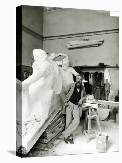 Auguste Rodin (1840-1917) Beside His Work in His Studio-Dornac-Stretched Canvas