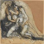 Two Figures (Preparatory Study for 'The Gates of Hell') (Lead-Pencil and Ink Wash on Paper)-Auguste Rodin-Giclee Print