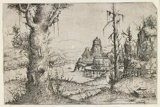 Large Tree and Castle on a Lake, 1546-Augustin Hirschvogel-Giclee Print