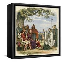 Augustine Preaching Christianity to Ethelbert 1 King of England-James Doyle-Framed Stretched Canvas