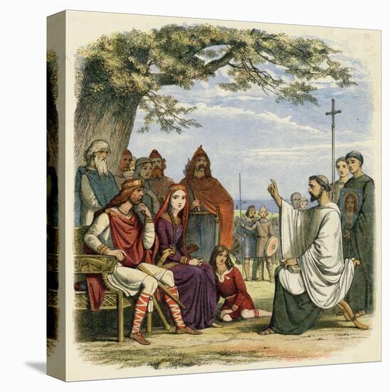 Augustine Preaching Christianity to Ethelbert 1 King of England-James Doyle-Stretched Canvas