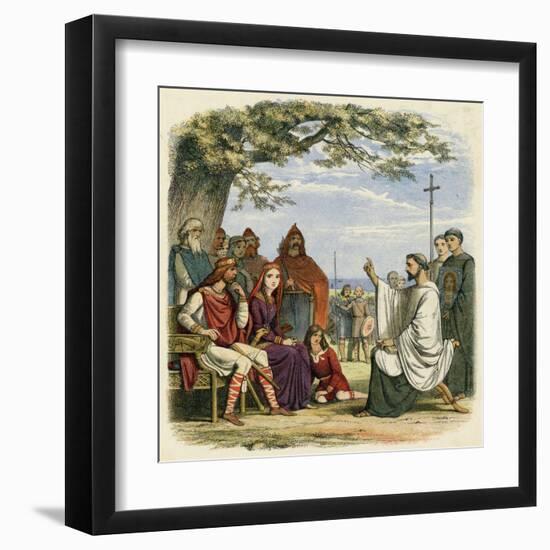 Augustine Preaching Christianity to Ethelbert 1 King of England-James Doyle-Framed Art Print