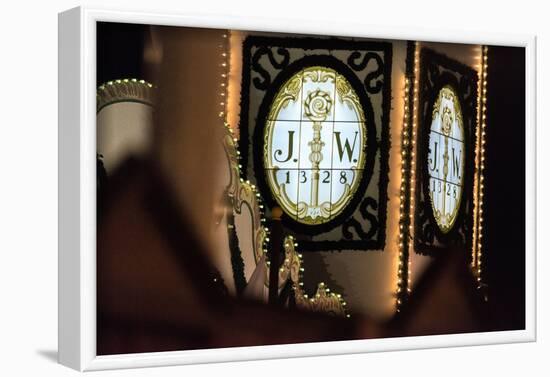 Augustiner festival tent outside, by night, Oktoberfest, Munich-Christine Meder stage-art.de-Framed Photographic Print