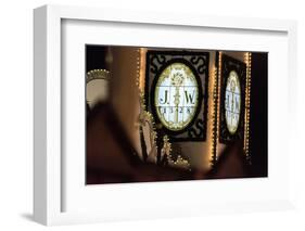 Augustiner festival tent outside, by night, Oktoberfest, Munich-Christine Meder stage-art.de-Framed Photographic Print