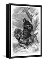 Augustinian Canons and their St Bernard Dogs Rescuing a Traveller, Switzerland-null-Framed Stretched Canvas