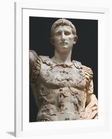 Augustus (61 Bc-14 Ad). First Roman Emperor, Marble Statue of Augustus of Prima Porta (1st Century)-Prisma Archivo-Framed Photographic Print