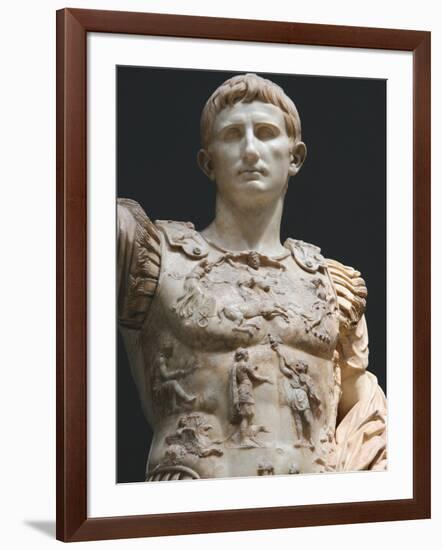 Augustus (61 Bc-14 Ad). First Roman Emperor, Marble Statue of Augustus of Prima Porta (1st Century)-Prisma Archivo-Framed Photographic Print