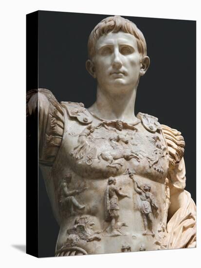 Augustus (61 Bc-14 Ad). First Roman Emperor, Marble Statue of Augustus of Prima Porta (1st Century)-Prisma Archivo-Stretched Canvas