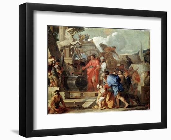 Augustus before the Tomb of Alexander the Great, 17th Century-Sébastien Bourdon-Framed Giclee Print