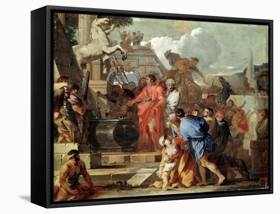 Augustus before the Tomb of Alexander the Great, 17th Century-Sébastien Bourdon-Framed Stretched Canvas