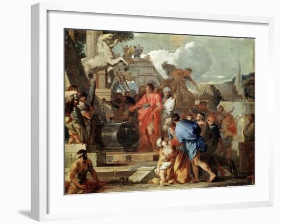 Augustus before the Tomb of Alexander the Great, 17th Century-Sébastien Bourdon-Framed Giclee Print