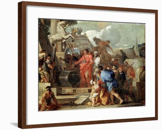 Augustus before the Tomb of Alexander the Great, 17th Century-Sébastien Bourdon-Framed Giclee Print