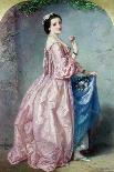 Lady Holding Flowers in Her Petticoat-Augustus Jules Bouvier-Stretched Canvas
