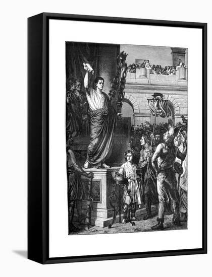 Augustus Presents the Constitution, Lyon, France, 10 BC-Emile Thomas-Framed Stretched Canvas