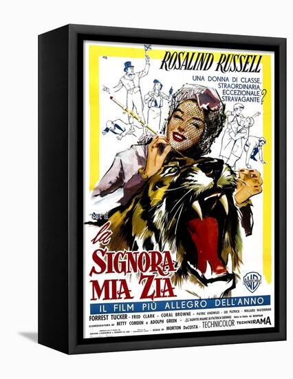 Auntie Mame, (AKA La Signora Mia Zia), Italian Poster Art, Rosalind Russell, 1958-null-Framed Stretched Canvas
