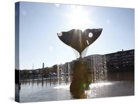 Aura River, Whale's Fin Fountain, Turku, Western Finland, Finland, Scandinavia, Europe-null-Stretched Canvas