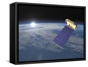 Aura Satellite Orbiting Earth and Rising Sun-null-Framed Stretched Canvas