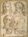 Head Studies: a Woman, an Angel, a Youth and a Bearded Man-Aurelio Luini-Framed Stretched Canvas
