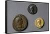 Aureus, Quinary, Sestertius in Gold, Silver and Bronze from Time of Emperor Trajan, Roman Coins-null-Framed Stretched Canvas