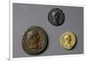 Aureus, Quinary, Sestertius in Gold, Silver and Bronze from Time of Emperor Trajan, Roman Coins-null-Framed Giclee Print