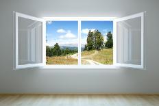 Panoramic View of Neuschwanstein Castle in Bavarian Alps, Germany-auris-Framed Stretched Canvas