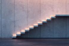Modern Minimalism Style Stairs With Night Lighting-auris-Art Print