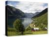 Aurlandsfjorden Near Flam, Sogn Og Fjordane, Norway, Scandinavia, Europe-Hans Peter Merten-Stretched Canvas