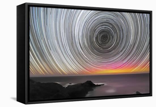 Aurora Australis And Star Trails-Alex Cherney-Framed Stretched Canvas