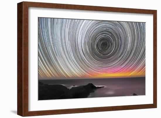Aurora Australis And Star Trails-Alex Cherney-Framed Photographic Print