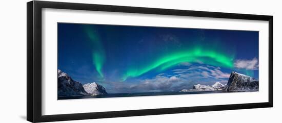 Aurora Borealis Above Flaget Bay, Lofoten, Nordland, Norway-null-Framed Photographic Print