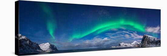 Aurora Borealis Above Flaget Bay, Lofoten, Nordland, Norway-null-Stretched Canvas