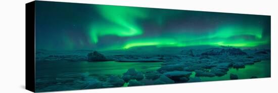 Aurora borealis above Jokulsarlon glacier lagoon, Iceland-null-Stretched Canvas
