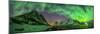 Aurora borealis above Kliptinden mountains, Senja, Norway-Panoramic Images-Mounted Photographic Print