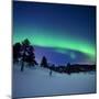 Aurora Borealis and a Shooting Star in the Woods of Troms County, Norway-Stocktrek Images-Mounted Photographic Print