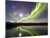 Aurora Borealis And Full Moon Over the Yukon River, Canada-Stocktrek Images-Mounted Photographic Print