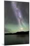 Aurora Borealis and Milky Way Above Fish Lake, Yukon, Canada-null-Mounted Photographic Print