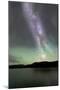 Aurora Borealis and Milky Way Above Fish Lake, Yukon, Canada-null-Mounted Photographic Print