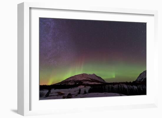 Aurora Borealis and Milky Way over Carcross, Yukon, Canada-null-Framed Photographic Print