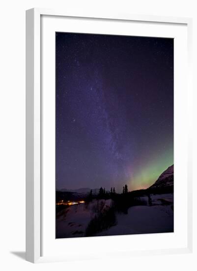 Aurora Borealis and Milky Way over Carcross, Yukon, Canada-null-Framed Photographic Print