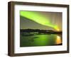 Aurora Borealis and Moon over Icebergs, Jokulsarlon and Breidamerkurjokull, Iceland-Tom Norring-Framed Photographic Print