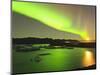 Aurora Borealis and Moon over Icebergs, Jokulsarlon and Breidamerkurjokull, Iceland-Tom Norring-Mounted Photographic Print