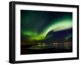 Aurora Borealis in the Sky, Alftanes, Reykjavik, Iceland-null-Framed Photographic Print