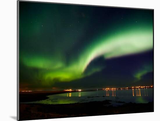 Aurora Borealis in the Sky, Alftanes, Reykjavik, Iceland-null-Mounted Photographic Print