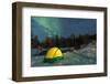 Aurora borealis, Northern Lights, and illuminated tent near Fairbanks, Alaska-Stuart Westmorland-Framed Photographic Print