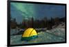 Aurora borealis, Northern Lights, and illuminated tent near Fairbanks, Alaska-Stuart Westmorland-Framed Photographic Print