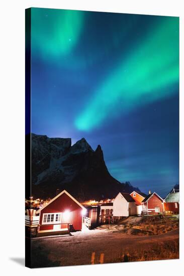 Aurora Borealis (Northern Lights), Reine, Moskenesoy, Lofoten Islands, Norway, Scandinavia, Europe-Christian Kober-Stretched Canvas