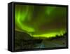Aurora Borealis (Northern Lights) Seen over a Snow Covered Road, Troms, North Norway, Scandinavia, -Neale Clark-Framed Stretched Canvas